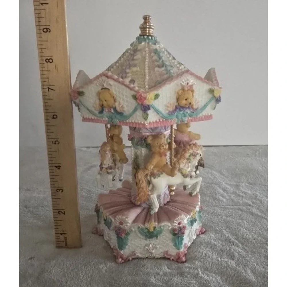 Classic Treasures Teddy Bear Carousel Music Box Plays The Teddy Bear's Picnic 9